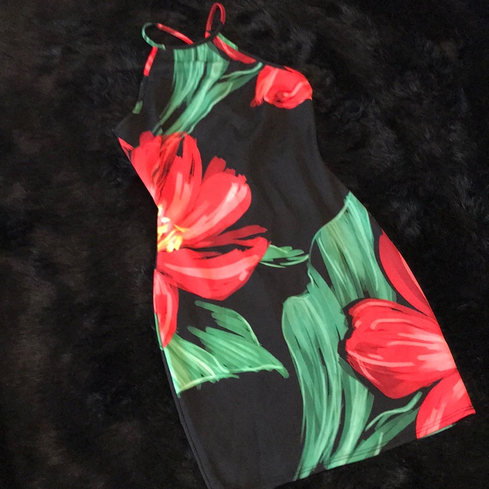 Floral halter mini dress